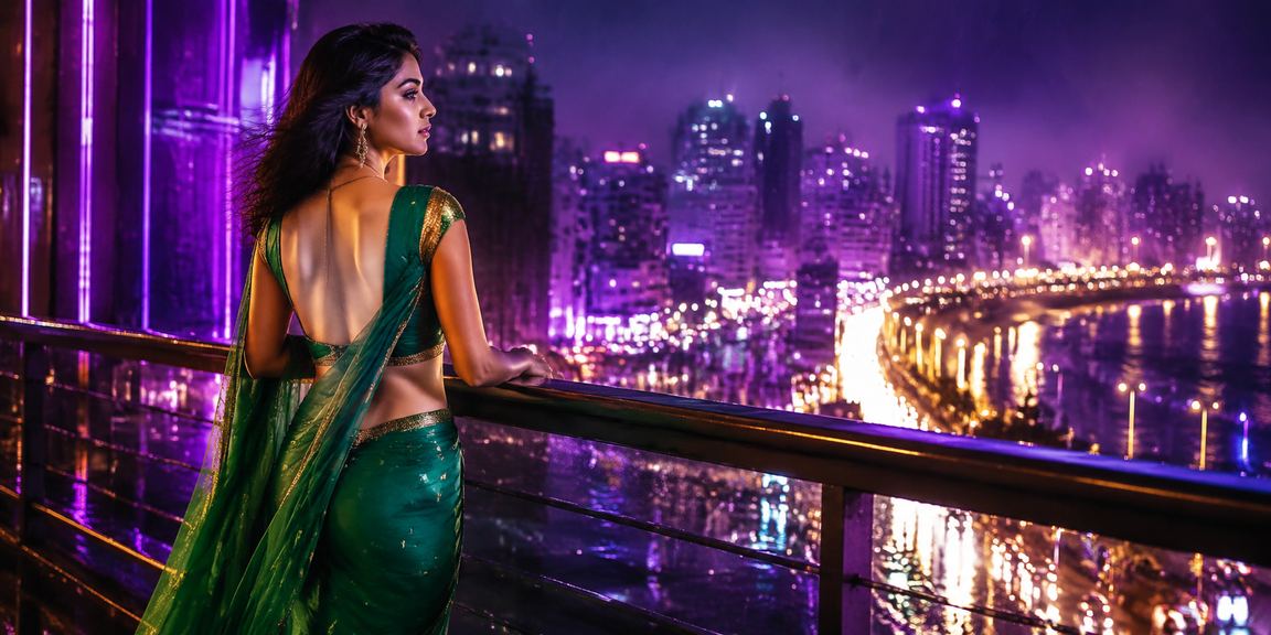 User enjoying live casino games on mobile in Mumbai wearing saree